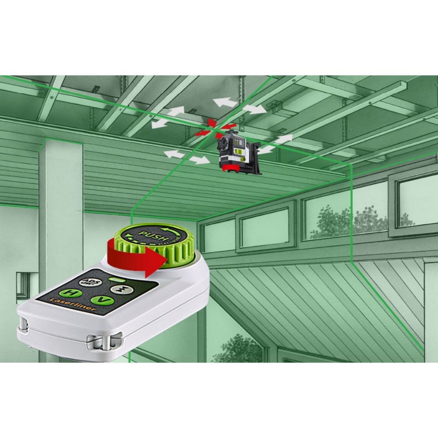 PowerPlane-Laser 3G Pro Multi 18V – Akkukäyttöinen linjalaser kaukosäätimellä